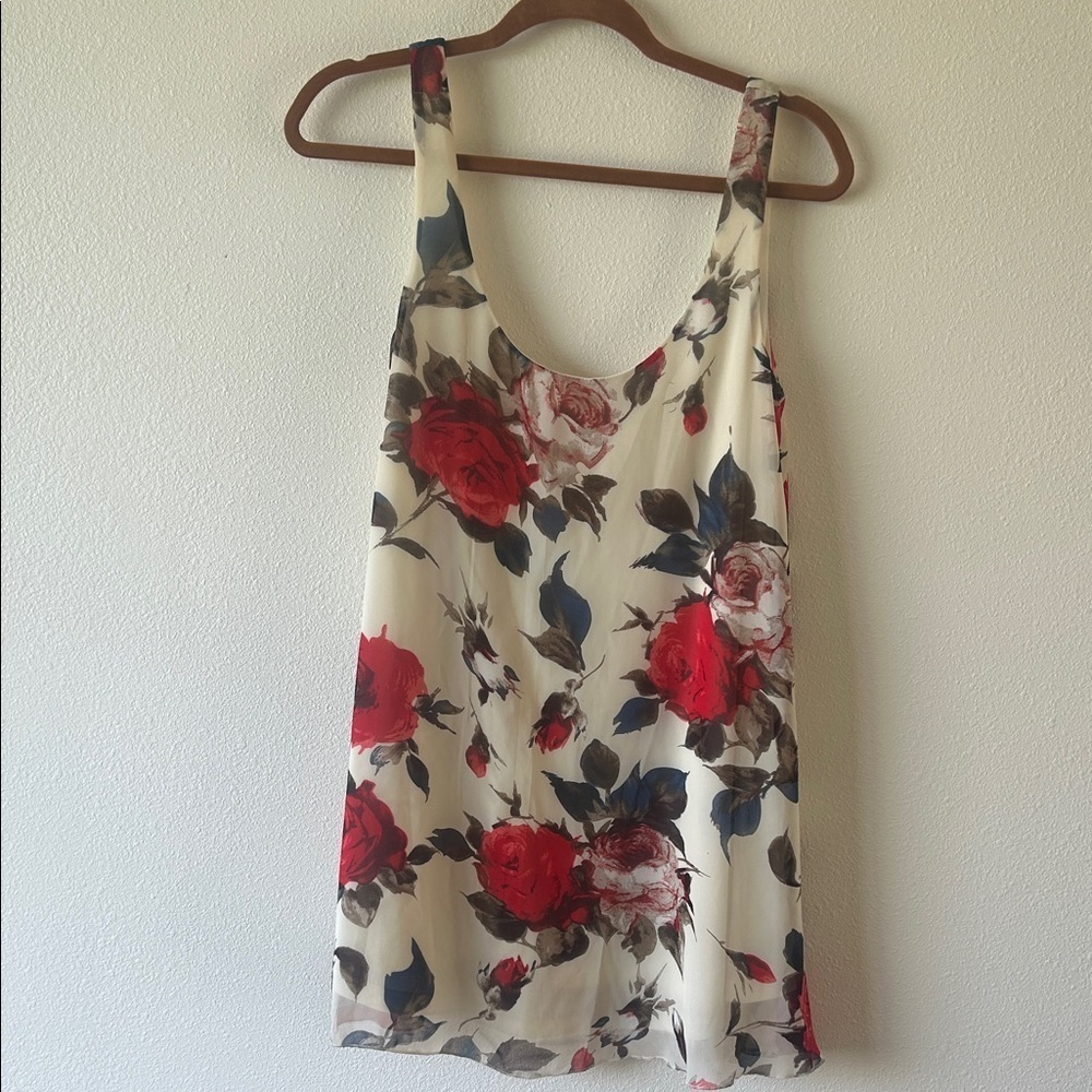 Tobi Weylie Shift Cream Floral Mini Dress